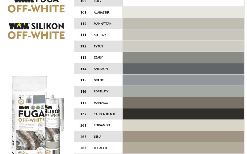 WIM SILIKON OFF-WHITE - TABELA KOLORÓW